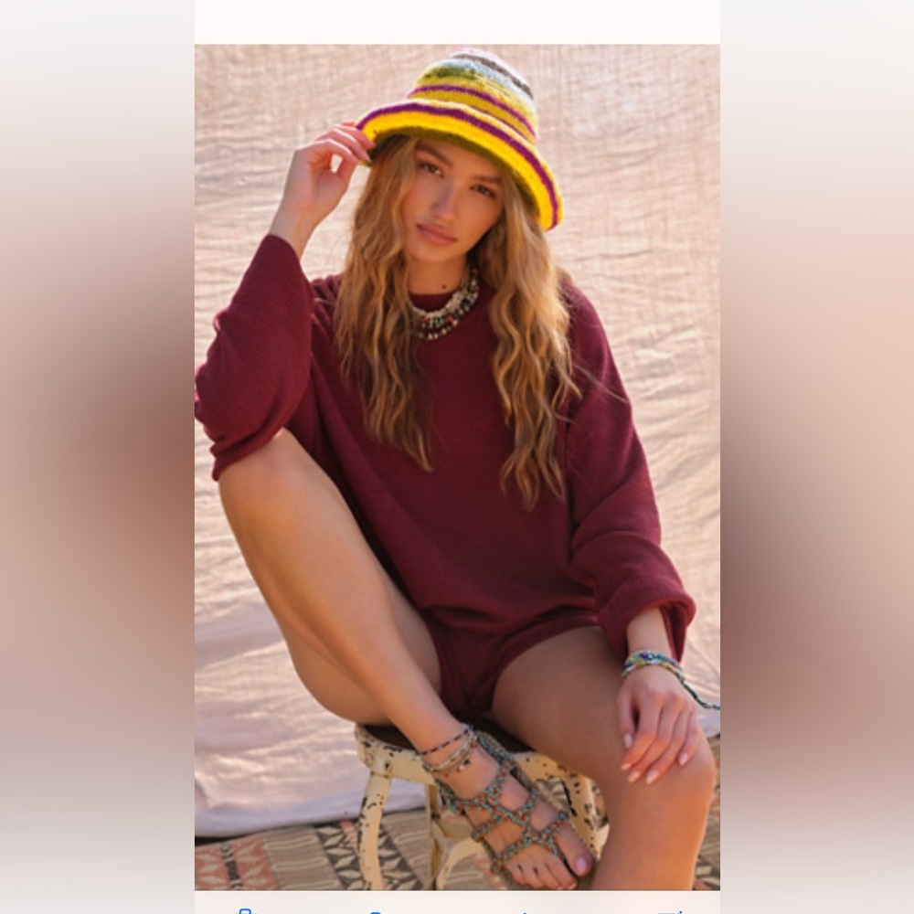 Free People Burgundy Sweater